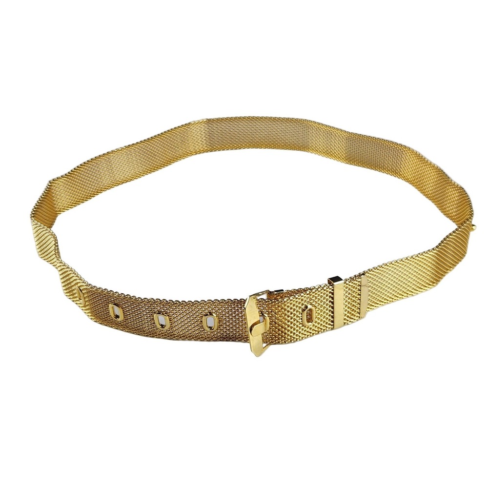 Women's 1980s Napier Gold Mesh Belt Adjustable 30"-34" 1" Wide